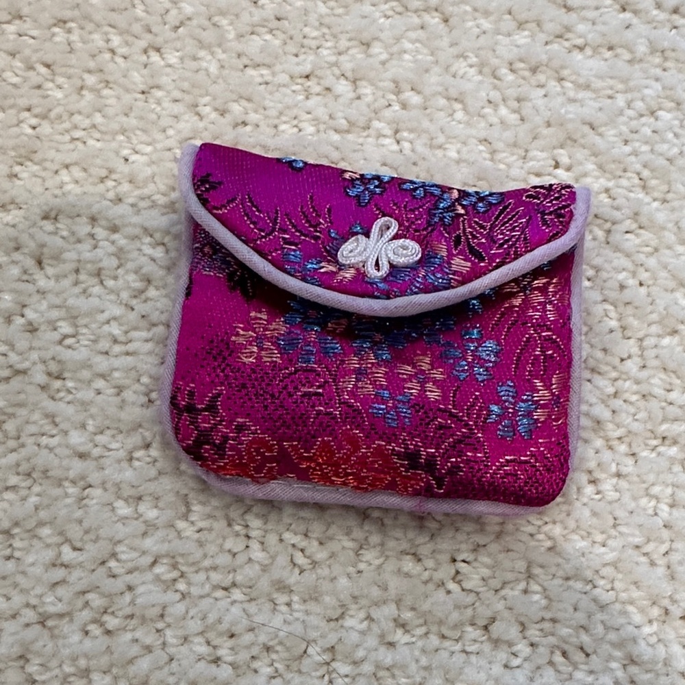 Purple Floral Brocade Pouch